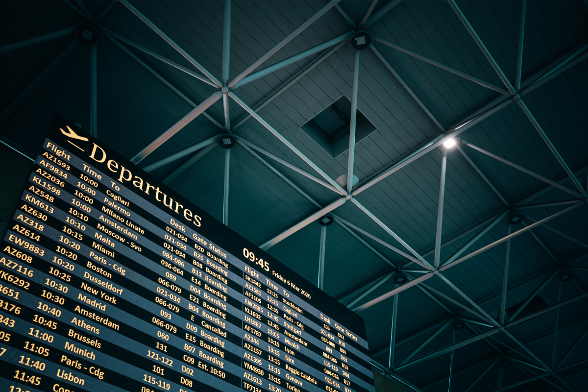 Flight information display system in international airport