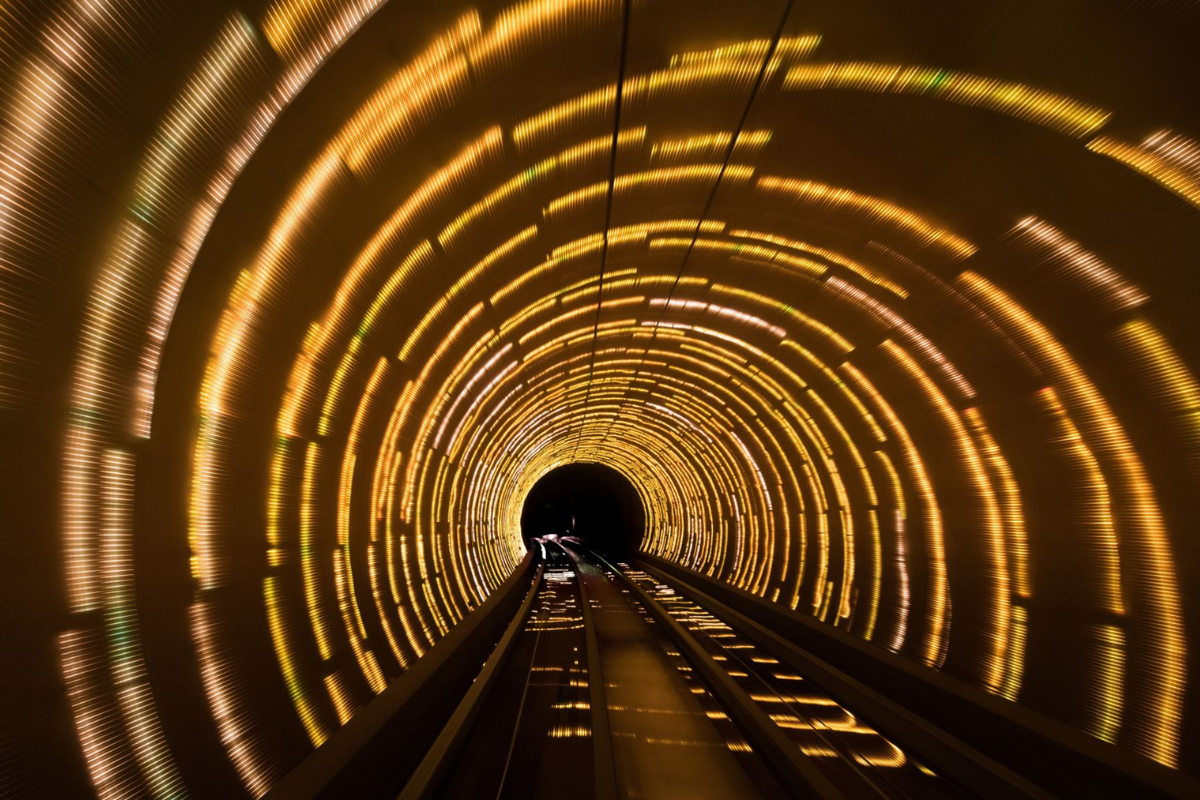 Subway tunnel with lights